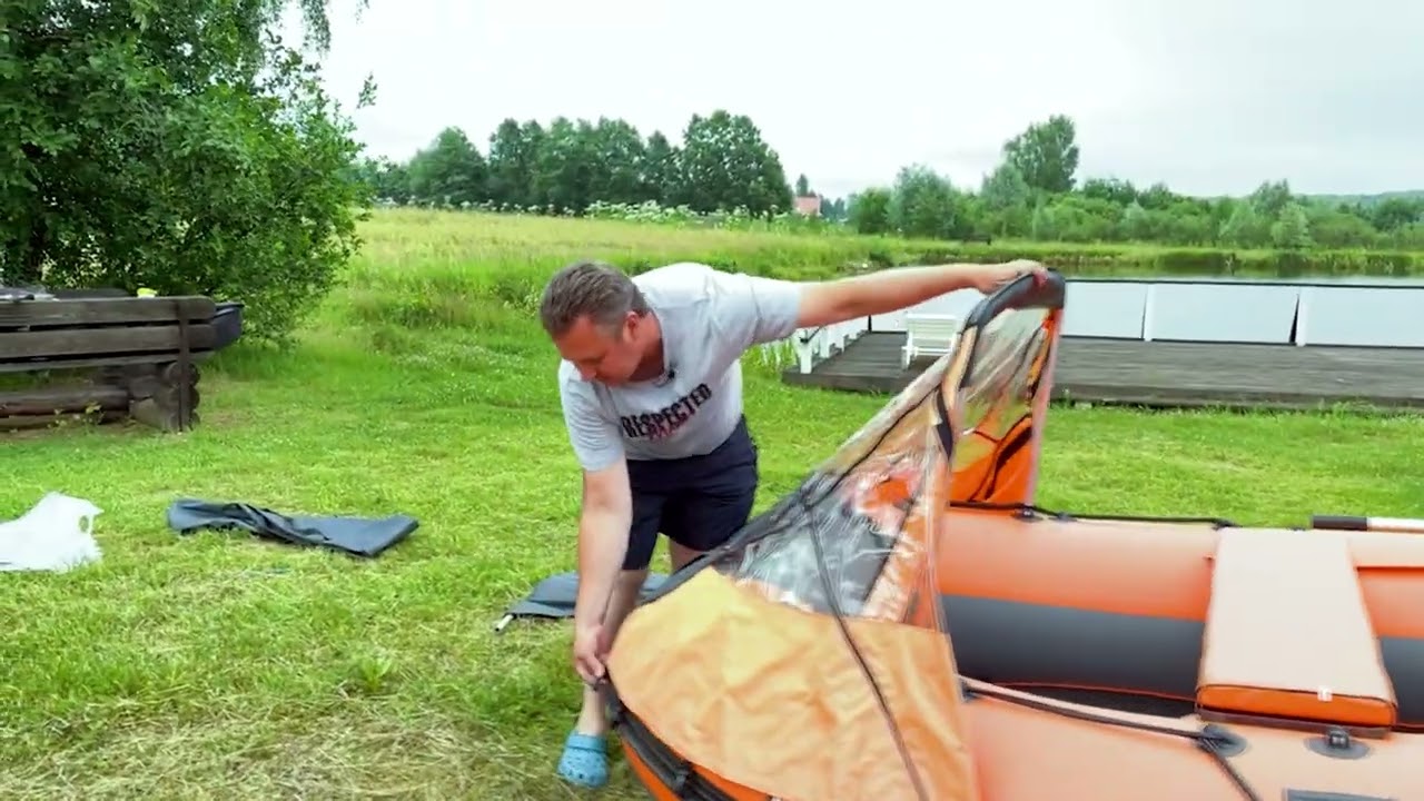 Установка носового тента на лодку ПВХ. - YouTube