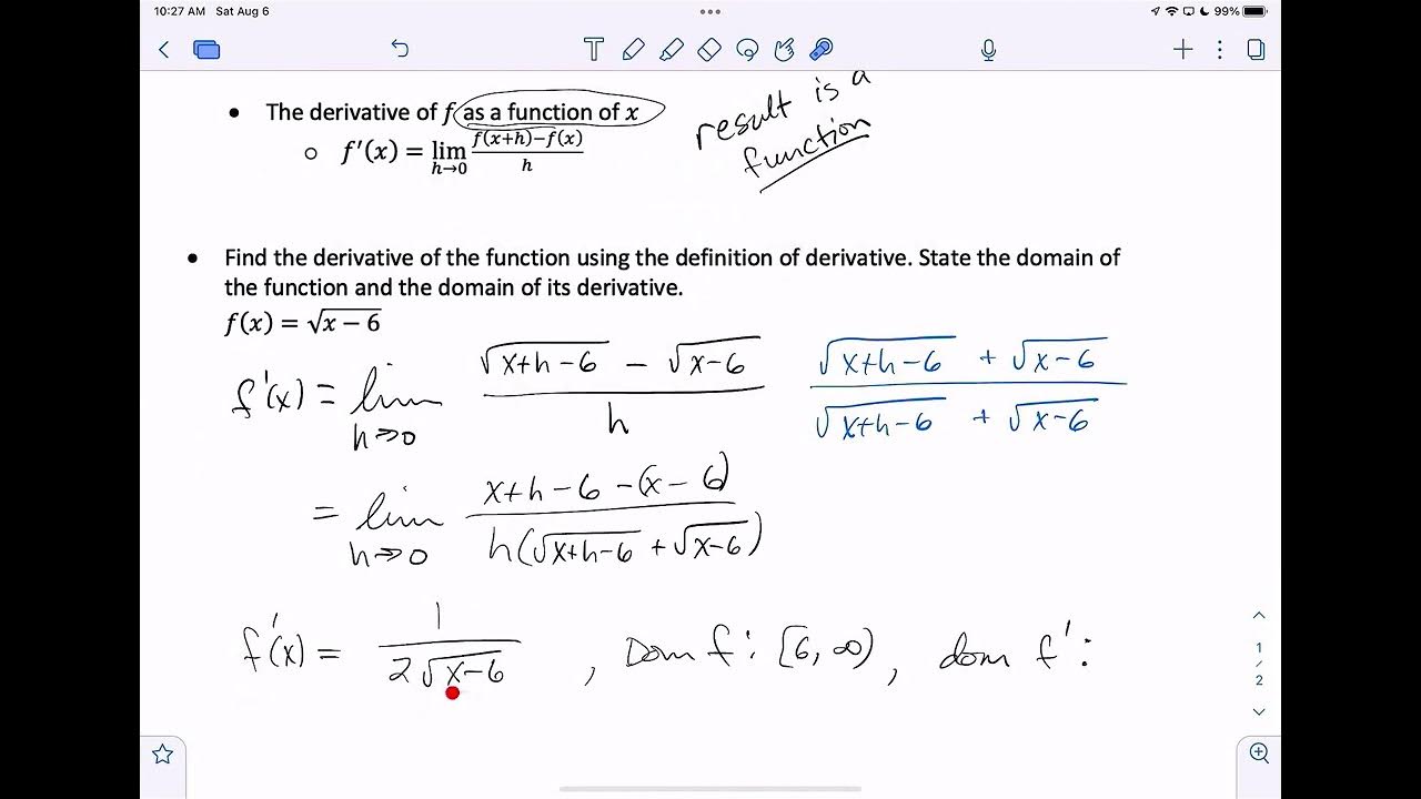 The Definition of the Derivative as a Function, Notation, and Examples ...