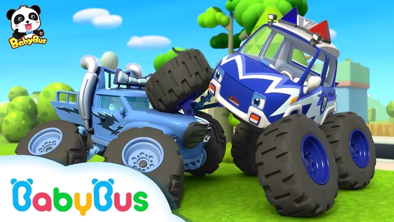 Monster Truck Grabs Baby Kitten's Toy | Police Truck | Nursery Rhymes |  Kids Songs | BabyBus