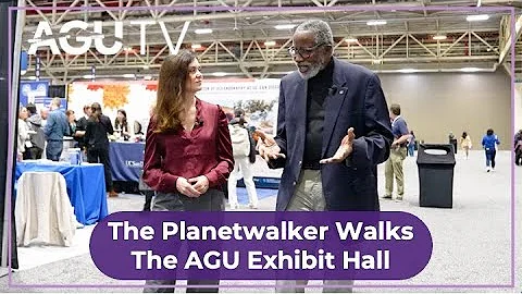The Planetwalker Walks the AGU 2025 Exhibit Hall Floor with AGU TV
