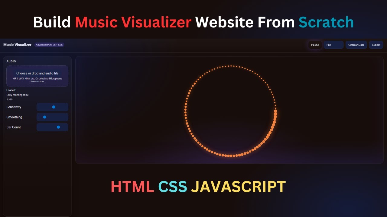 How To Build Music Visualizer Website With HTML, CSS, JAVASCRIPT - From ...