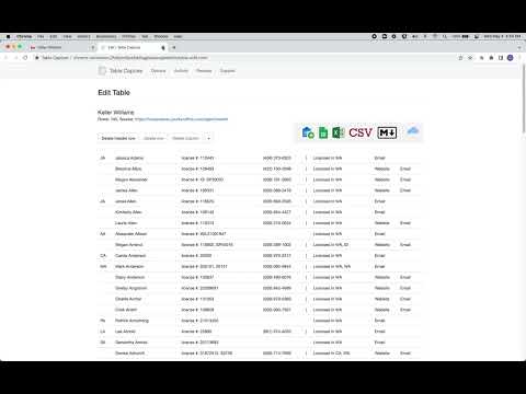 Table Capture + Dynamic Scrolling List of Real Estate Agents