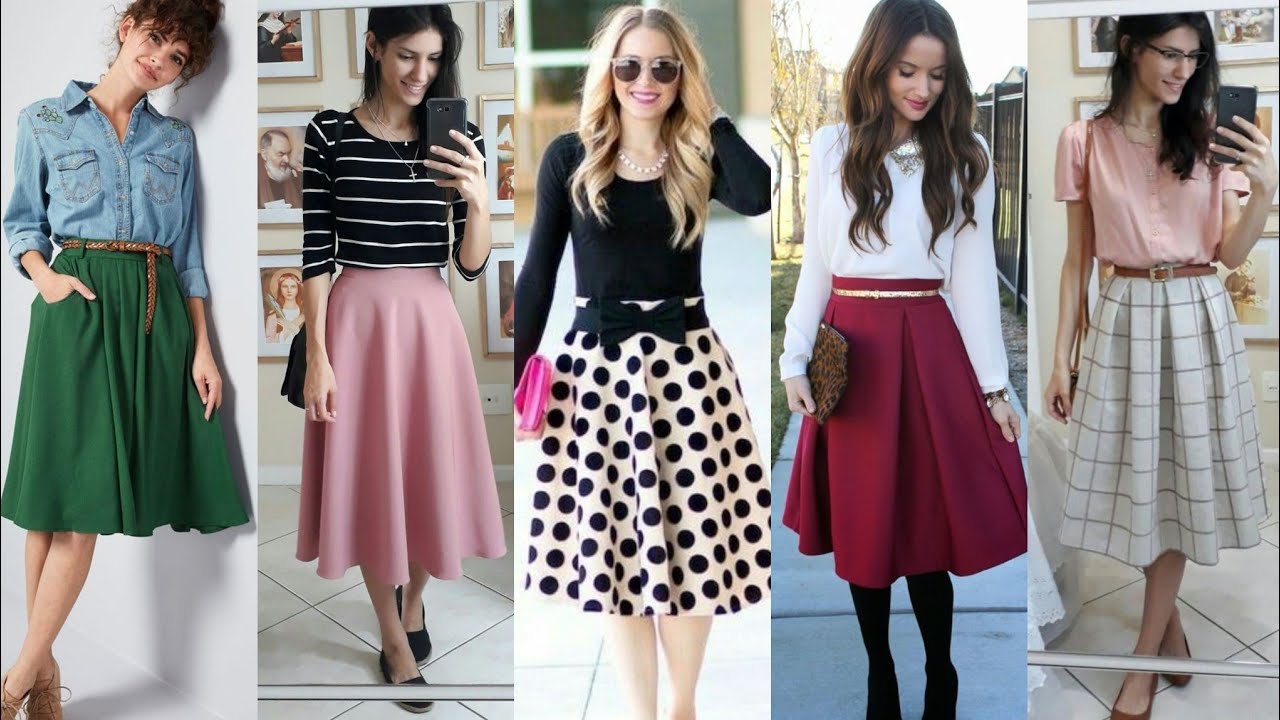 Office Wear Very Stylish And Knee Length Skater skirts outfit