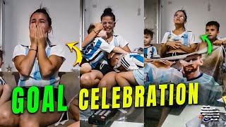 Girl and Two Young Boys Celebrate Lionel Messi’s Goal