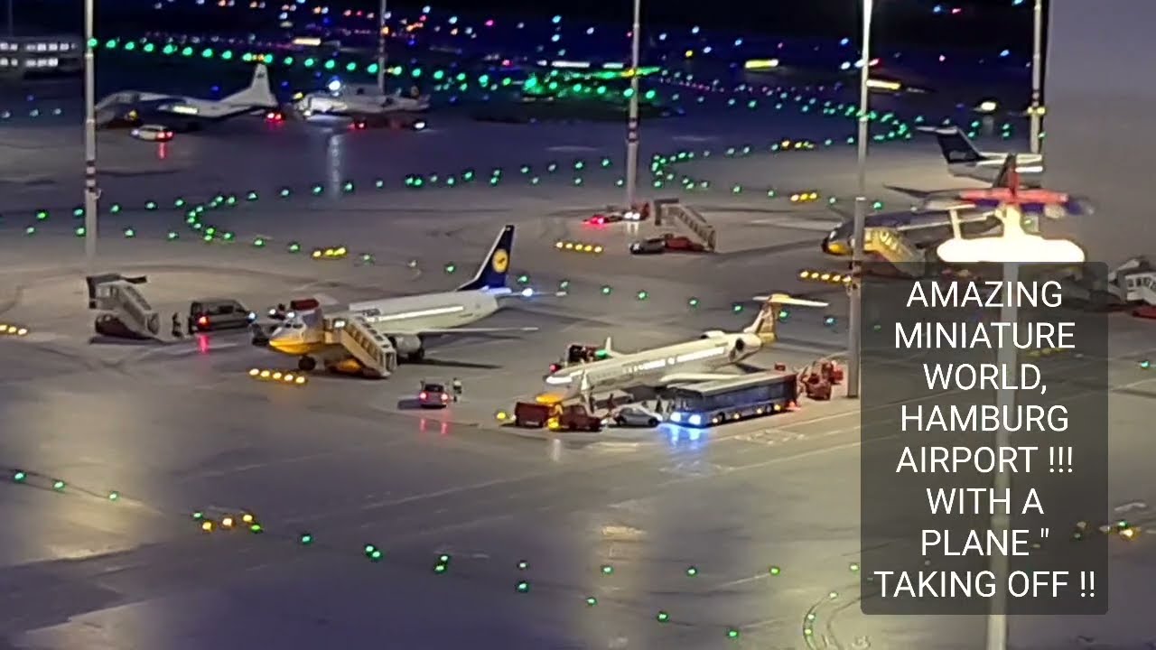 AMAZING MINIATURE AIRPORT AT NIGHT WITH PLANE TAKING OFF !!!