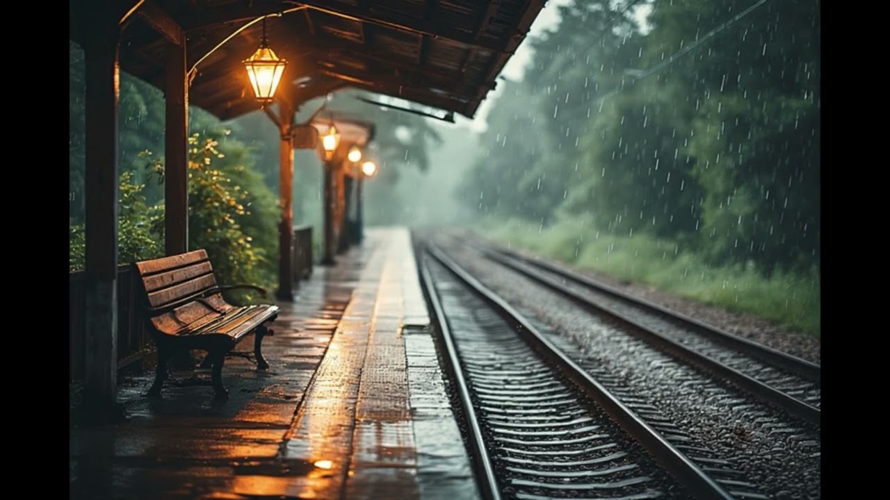 Empty Train Station in the Rain – Study Ambience