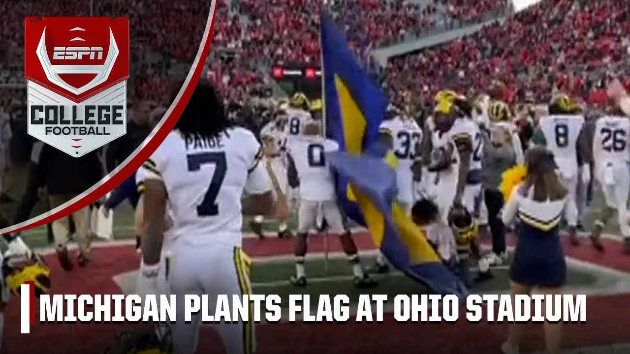 Michigan plants flag at Ohio State's midfield | ESPN College Football -  YouTube