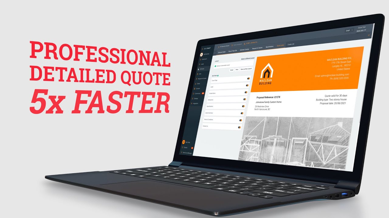 Create professional and detailed quotes 5x faster with Buildxact