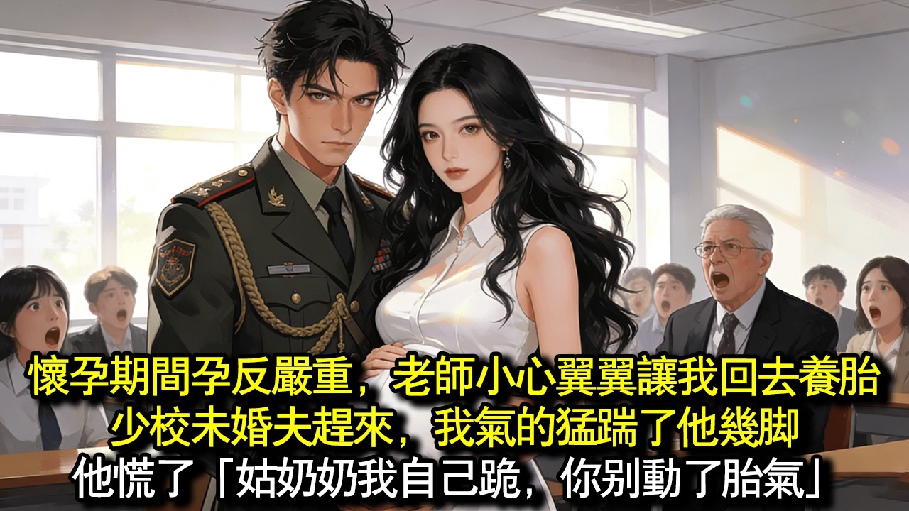 懷孕期間孕反嚴重，老師小心翼翼地要我回去養胎。「不行嘔，馬上期末考了」少校未婚夫趕來，我忍不住猛踹了他幾腳。高貴清冷的男人慌了「姑奶奶我自己跪，你別動了胎氣」#完結 #愛情 #故事