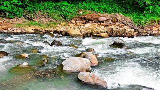 River Sound for Sleeping  Babbling Water Sound with White Noise Background  Waterfall ASMR