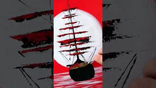 Easy Ship Painting - Masking Tape & Palette knife #artforbeginners #easyarttutorial #acrylicart