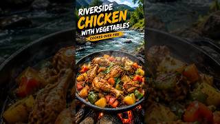 Riverside Chicken &amp; Vegetable Recipe | Outdoor Campfire Cooking in Nature 🔥🍗 #shorts #chickenrecipe