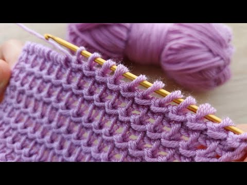 Super Easy Tunisian Knitting Model 🤍 Çok Kolay Çok Gösterişli Tunus İşi Örgü Modeli Yapımı