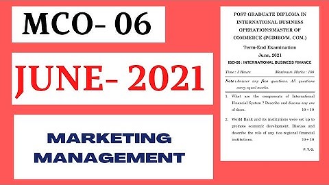 MCO-6||MARKETING MANAGEMENT ||JUNE-2021||QUESTION PAPER||MCOM||