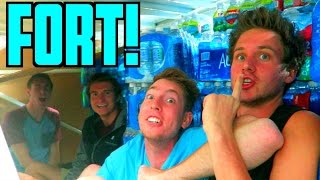 STUCK IN A WATER BOTTLE FORT!