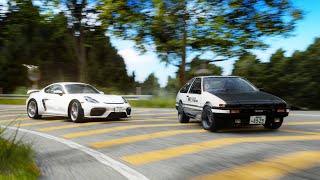 Initial D x MF Ghost | Takumi x Beckenbauer at Sadamine | Takumi x Kanata run in the Rain at Tsubaki