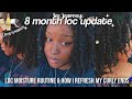 8 months loc update 2023 | FULL curly ends loc maintenance &amp; loc MOISTURE routine ♥