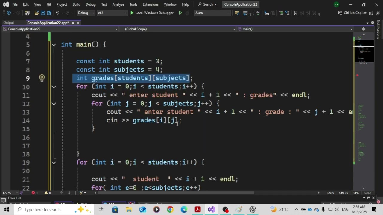 45   Two dimensional array part2