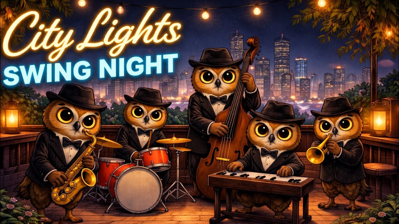 Relaxing Jazz for Work & Study | Rooftop Swing Under City Lights