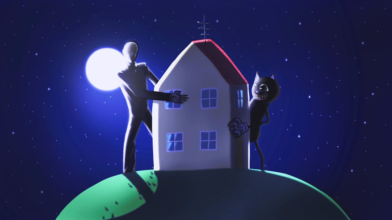 Cartoon Cat and Slenderman Attacked Peppa Pig's House and His Friends