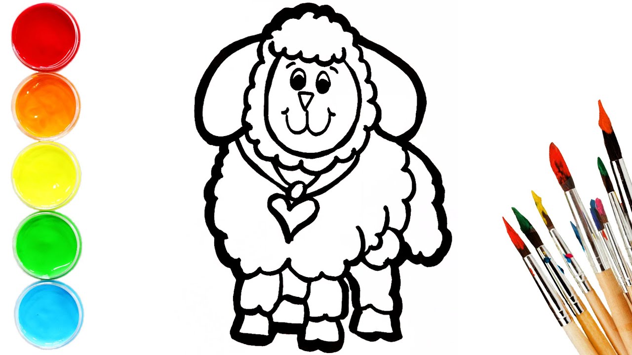 Glitter Sheep Drawing and Painting for kids, Toddlers | رسم و تلوين خروف العيد للاطفال
