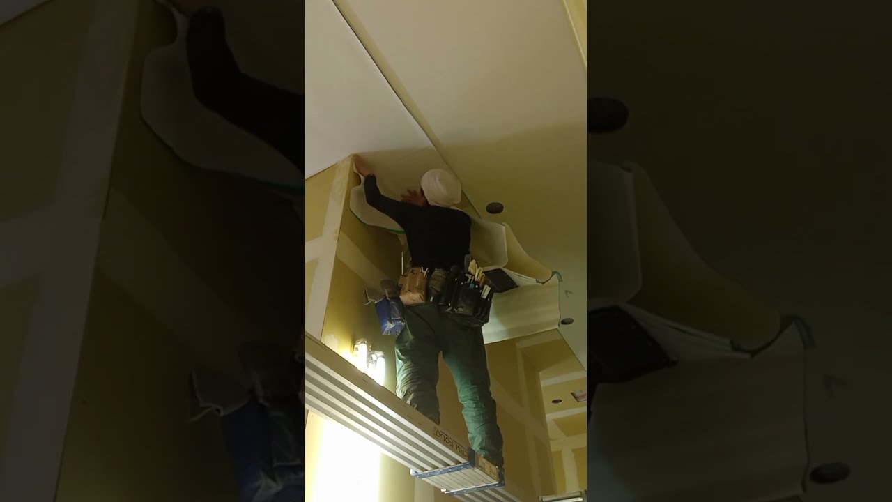 エキベン（ショルダーラック）で天井クロス貼り【コの字切込み6.8m】