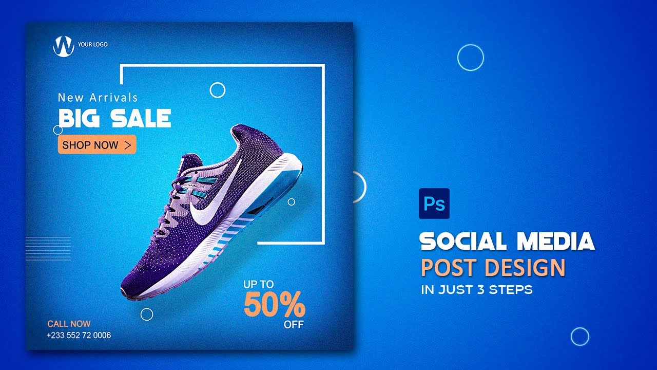 Social Media Design in Photoshop - Product banner Photoshop Tutorial ...