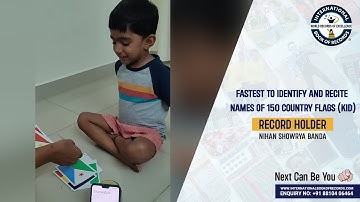 FASTEST TO IDENTIFY AND RECITE NAMES OF 150 COUNTRY FLAGS KID