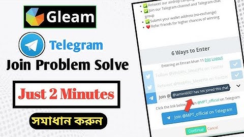 Gleam io Airdrop Telegram Join Problem Solve || has not joining this Channel || by EMRAN KHAN 11
