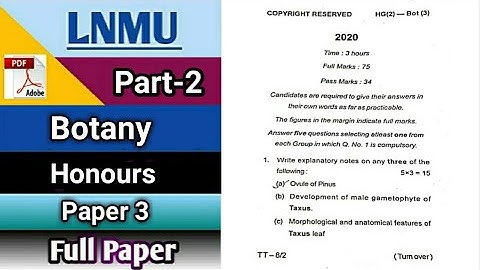 Lnmu bsc part 2 botany honours paper 3 2020
