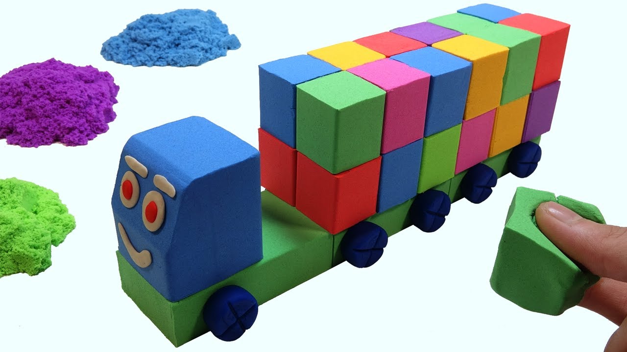 Learn Colors Shape It Sand Rainbow Cars Container Toys For Children Surprise Toys Creative Fun