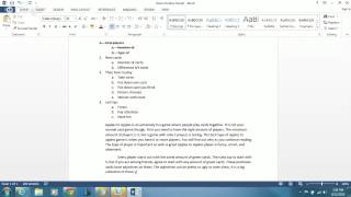 Video Game Write a Rough Draft