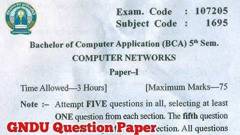 Gndu BCA 5th Semester Computer Networks Question Paper || BCA 5th Semester Question Paper