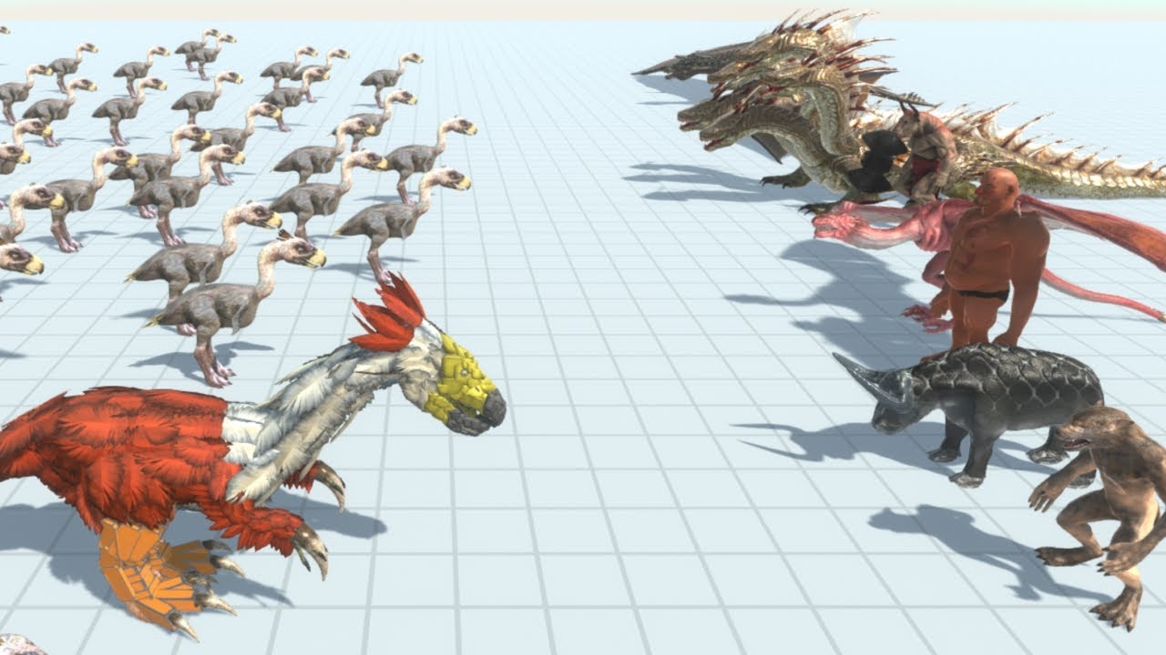 Carakiller and Terror Bird Army vs ALL TEAMS ARBS Animal Revolt Battle ...