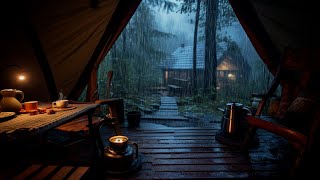 Camping Rainy Day | Fall Asleep in 5 Minutes with Heavy Rain and Thunder on a Tent in the Forest