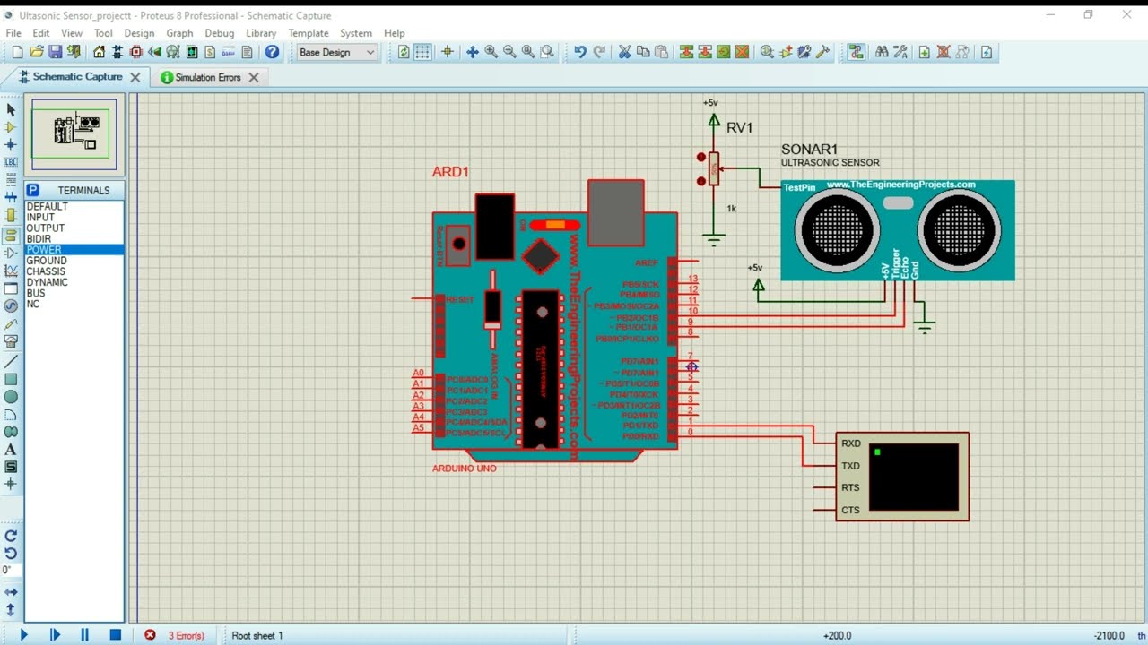 Ultrasonic Sensor Simulation in Proteus
