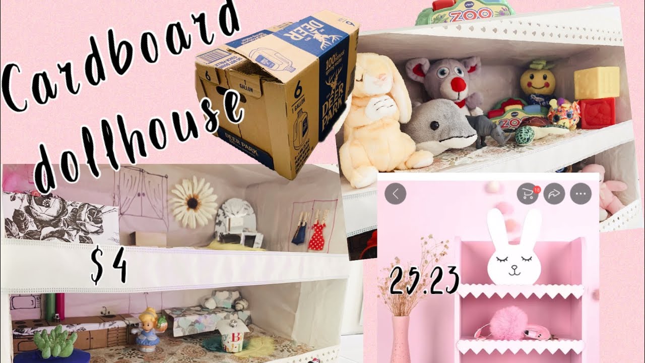 How to make cardboard box dollhouse / dollar tree / DIY simple doll