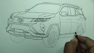 How to draw Toyota fortuner Legender 4×4 car //pencil drawing