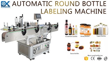 Automatic round bottle labeling machine, self-adhesive sticker bottle labeler with code printer