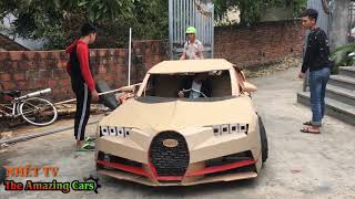 Bugatti Chiron Is Made Manually By Paper Cover Running On The Street