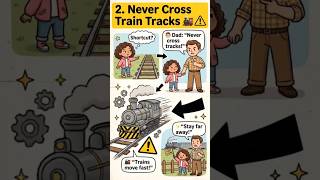 🚂 Never Cross Train Tracks ⚠️ | Kids Safety Rules #shorts #KidsSafety