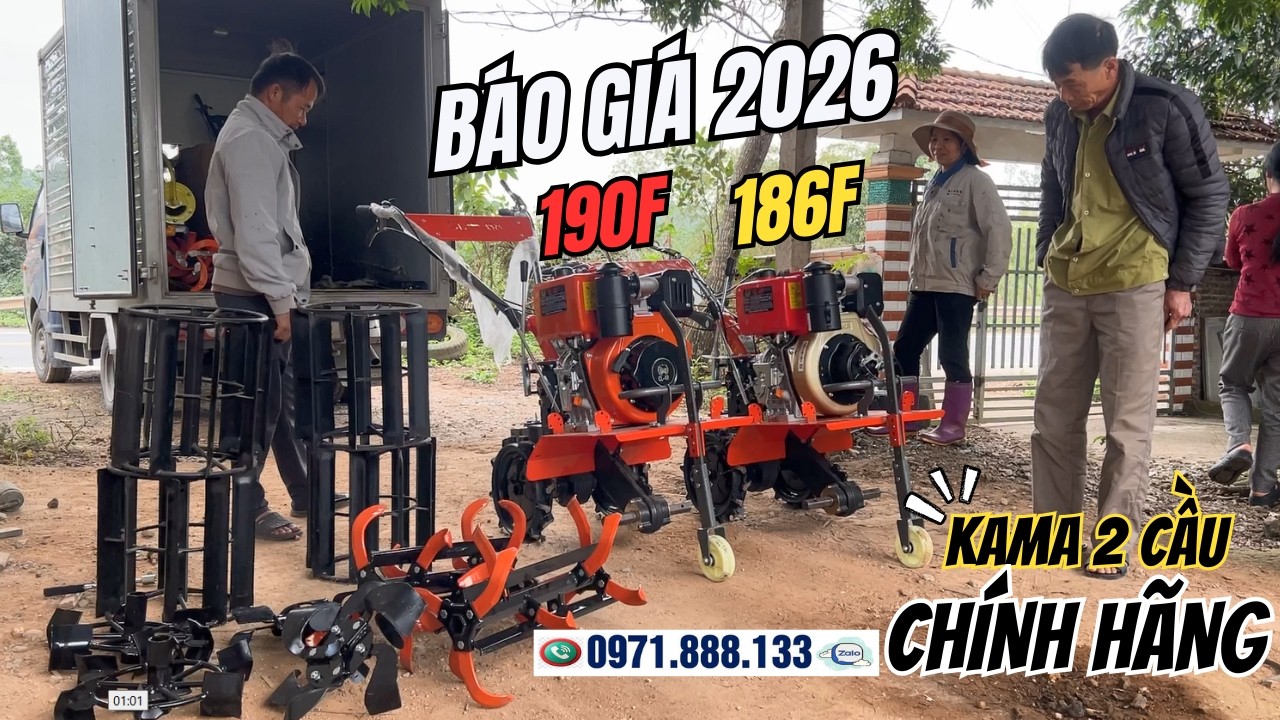 Máy Xới Đất 2 Cầu,KAMA 186F Và 190F Năm 2026 Giá Bán Bao Nhiêu?