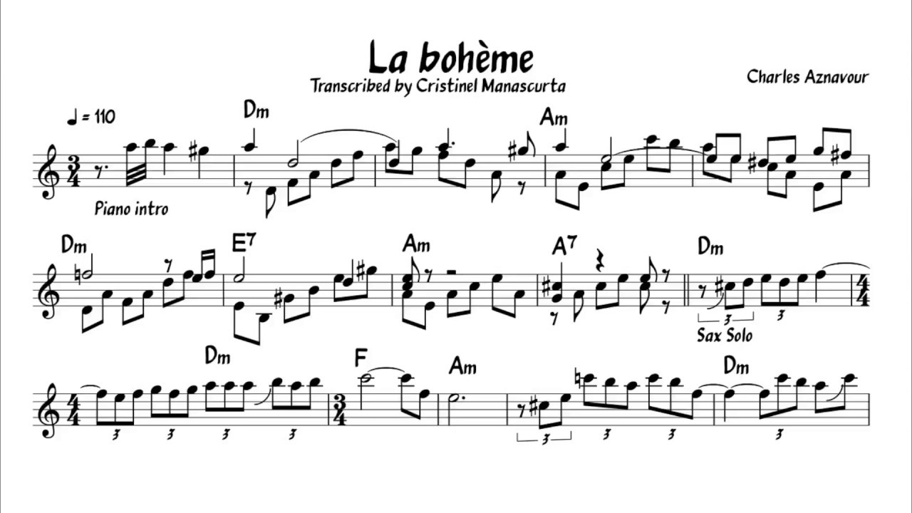 Joel Pinto - La bohème, by Charles Aznavour Chords - Chordify