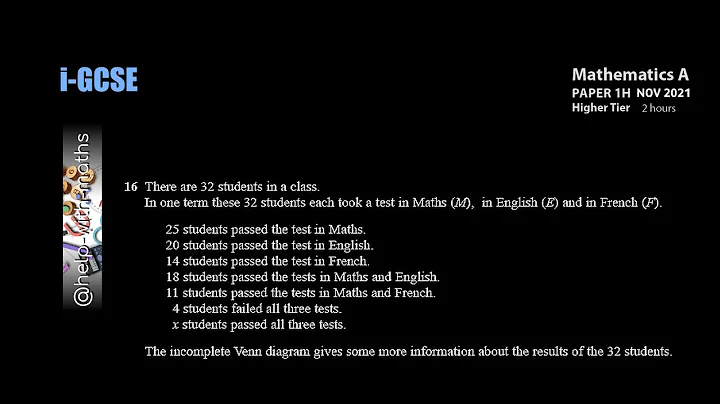 P1 Q16 Venn Diagrams i-GCSE Edexcel Nov 2021