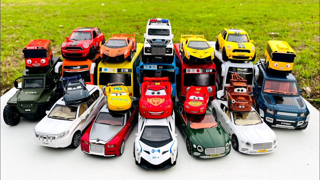 Unboxing Mobil mobilan, Bus tayo, Mobil Police, Ambulance, Jeep, Lamborghini Scv12, Toyota Car #6566