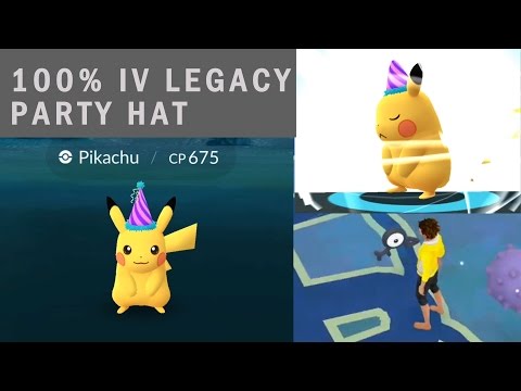 Party Pikachu 100% IV Hat legacy! Pokemon go event best of catches