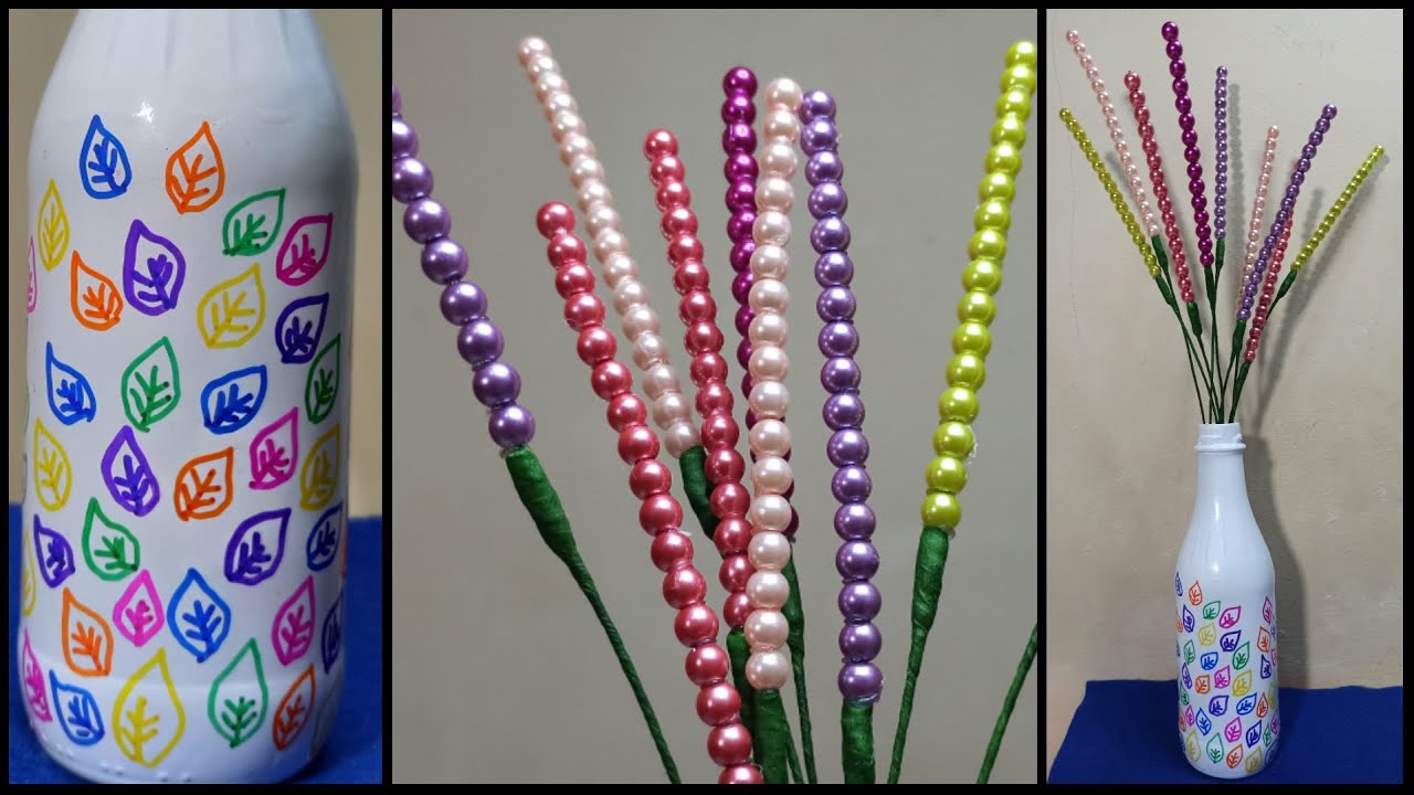 Membuat Vas Bunga dari Botol Bekas dan Membuat Bunga dari Manik Manik