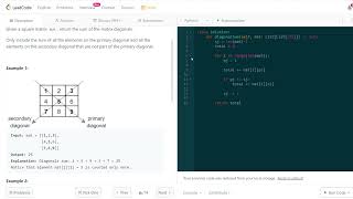LeetCode 每日一題 Daily Challenge　1572. Matrix Diagonal Sum