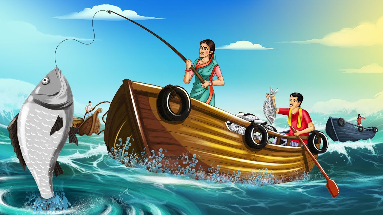मछुआरे और अजीब मछली | Machhuaare Aur Ajeeb Machhli | Hindi Kahani | Cartoon Story | Moral Story