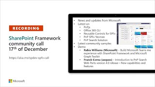 SharePoint Framework Community call – 17th of December 2020